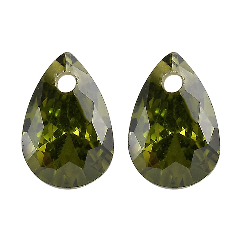 Simulated Peridot Diamond Set of 2 (Pear 6x4mm) 1.19 ctw Loose Gemstone