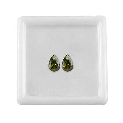 Simulated Peridot Diamond Set of 2 (Pear 6x4mm) 1.19 ctw Loose Gemstone