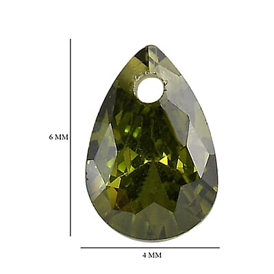 Simulated Peridot Diamond Set of 2 (Pear 6x4mm) 1.19 ctw Loose Gemstone