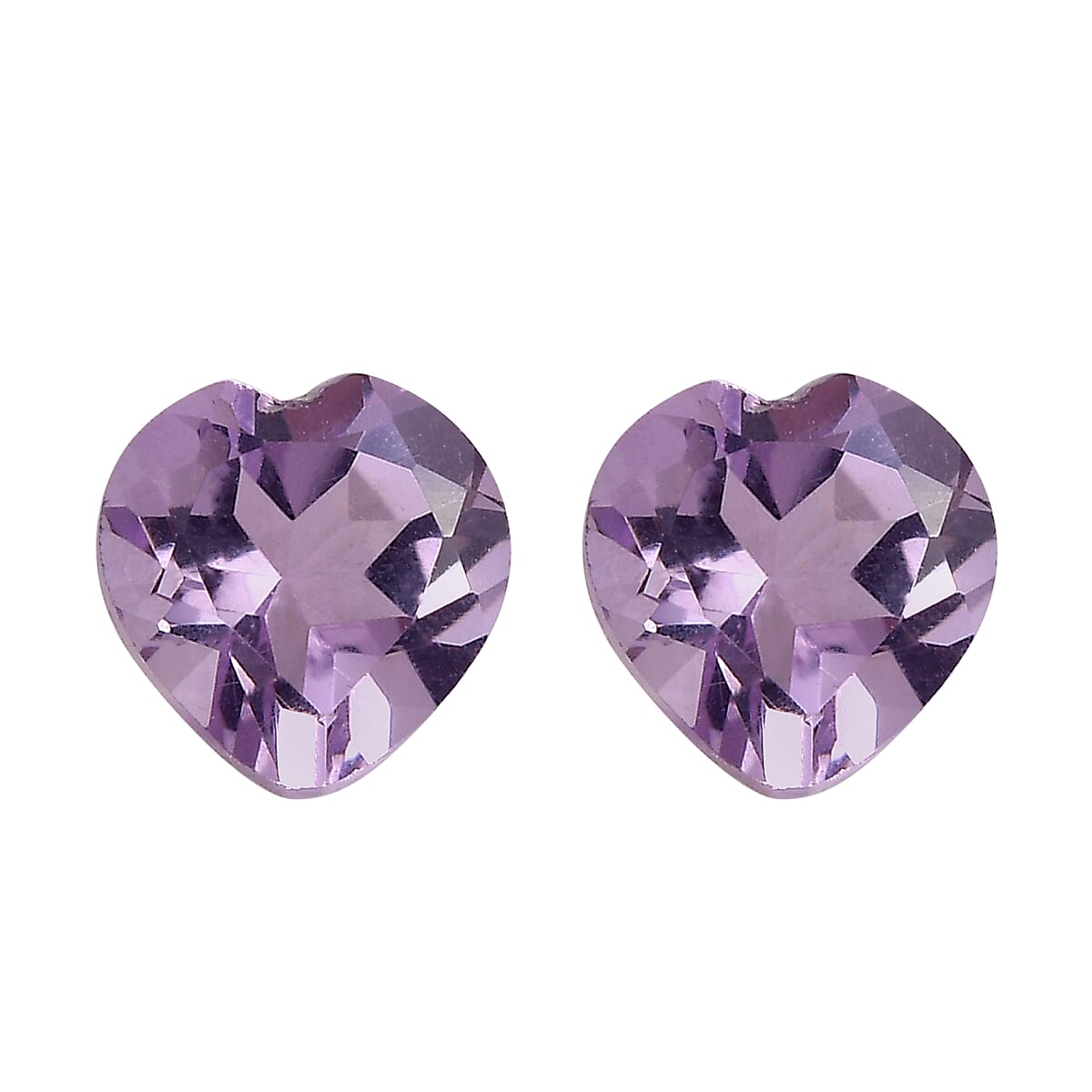 Set of 2 Rose De France Amethyst (Hrt 5 mm) Loose Gemstone 0.80 ctw Loose Gemstone