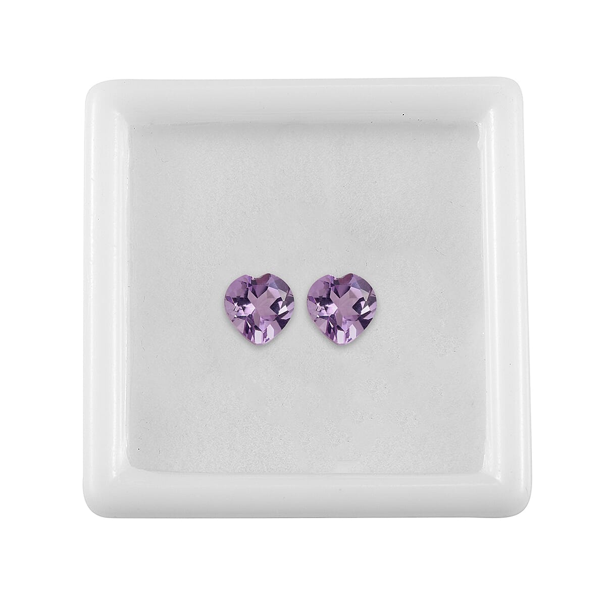 Set of 2 Rose De France Amethyst (Hrt 5 mm) Loose Gemstone 0.80 ctw Loose Gemstone