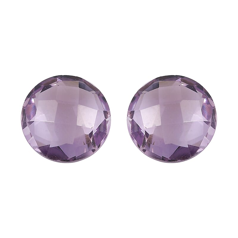 Set of 2 AA Rose De France Amethyst (Rnd 6 mm) 1.36 ctw Loose Gemstone