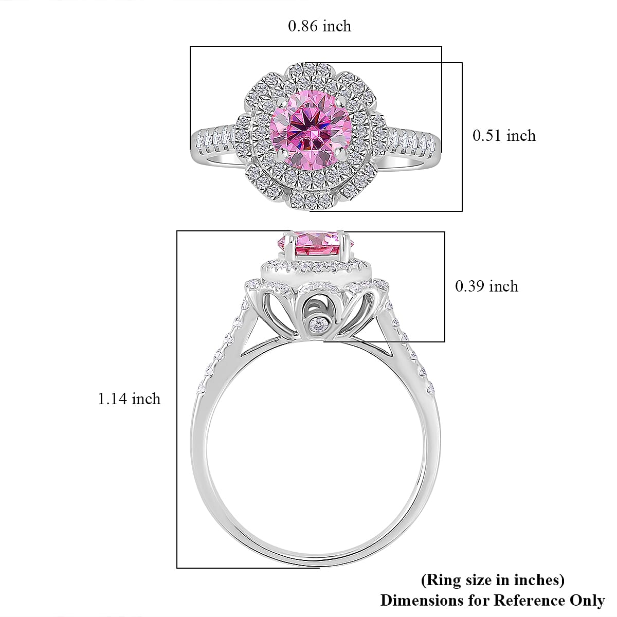 Pink Lotus Coated and White Moissanite 1.35 ctw Floral Ring in Rhodium Over Sterling Silver (Size 5.0) image number 4