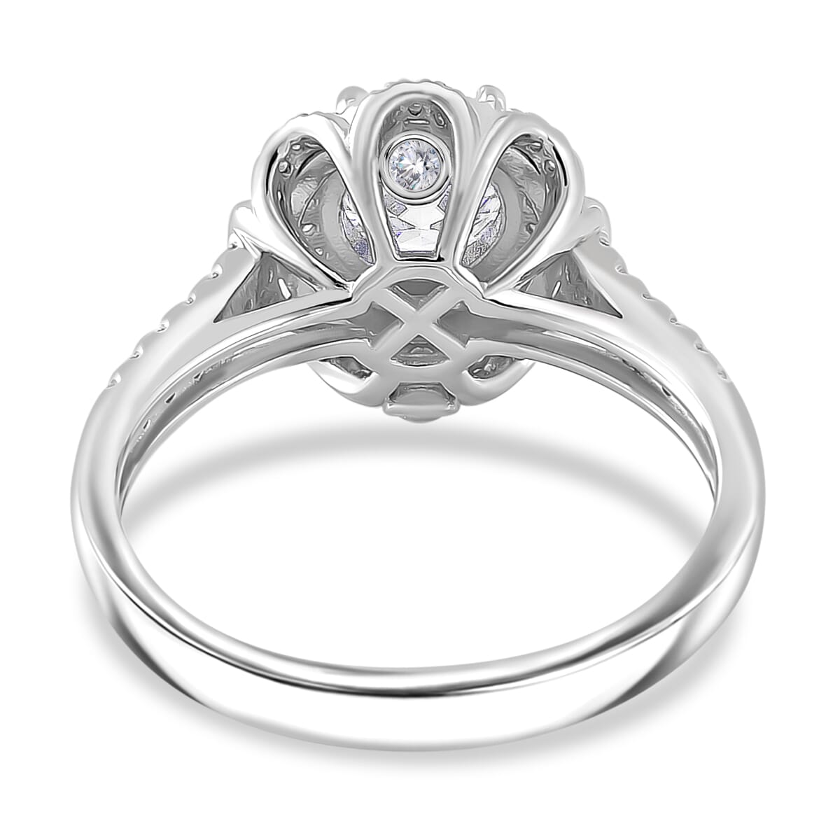 Moissanite 1.35 ctw Floral Ring in Rhodium Over Sterling Silver (Size 10.0) image number 3