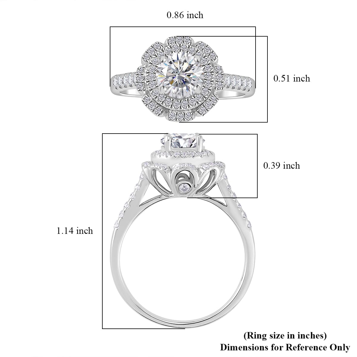 Moissanite 1.35 ctw Floral Ring in Rhodium Over Sterling Silver (Size 10.0) image number 4