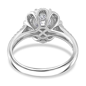 Moissanite 1.35 ctw Floral Ring in Rhodium Over Sterling Silver (Size 7.0)
