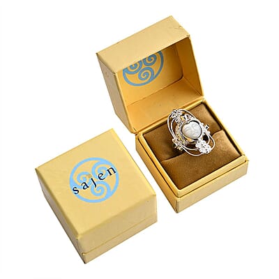Sajen Silver Mother Of Pearl Carved and Multi Gemstone 0.50 ctw Ring in Sterling Silver (Size 10.0)