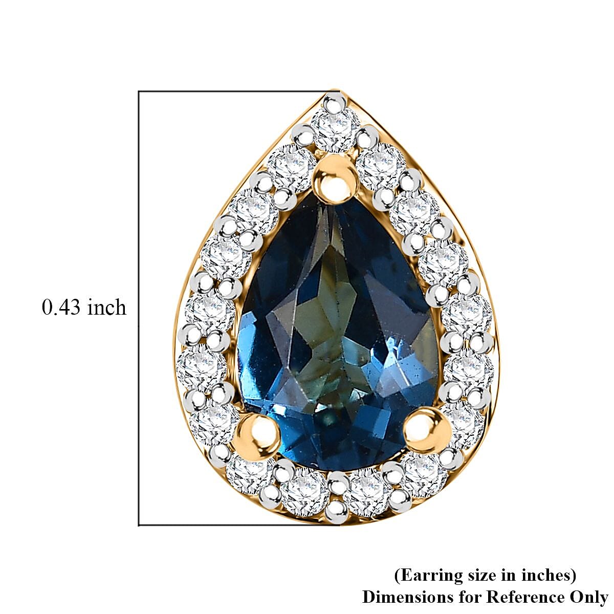 D'Joy Premium London Blue Topaz and White Zircon 2.50 ctw Royal Dew Earrings in 18K Vermeil Yellow Gold Over Sterling Silver