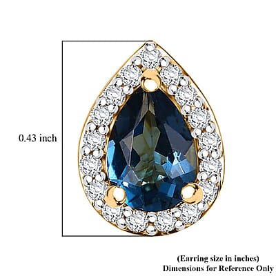 D'Joy Premium London Blue Topaz and White Zircon 2.50 ctw Royal Dew Earrings in 18K Vermeil Yellow Gold Over Sterling Silver