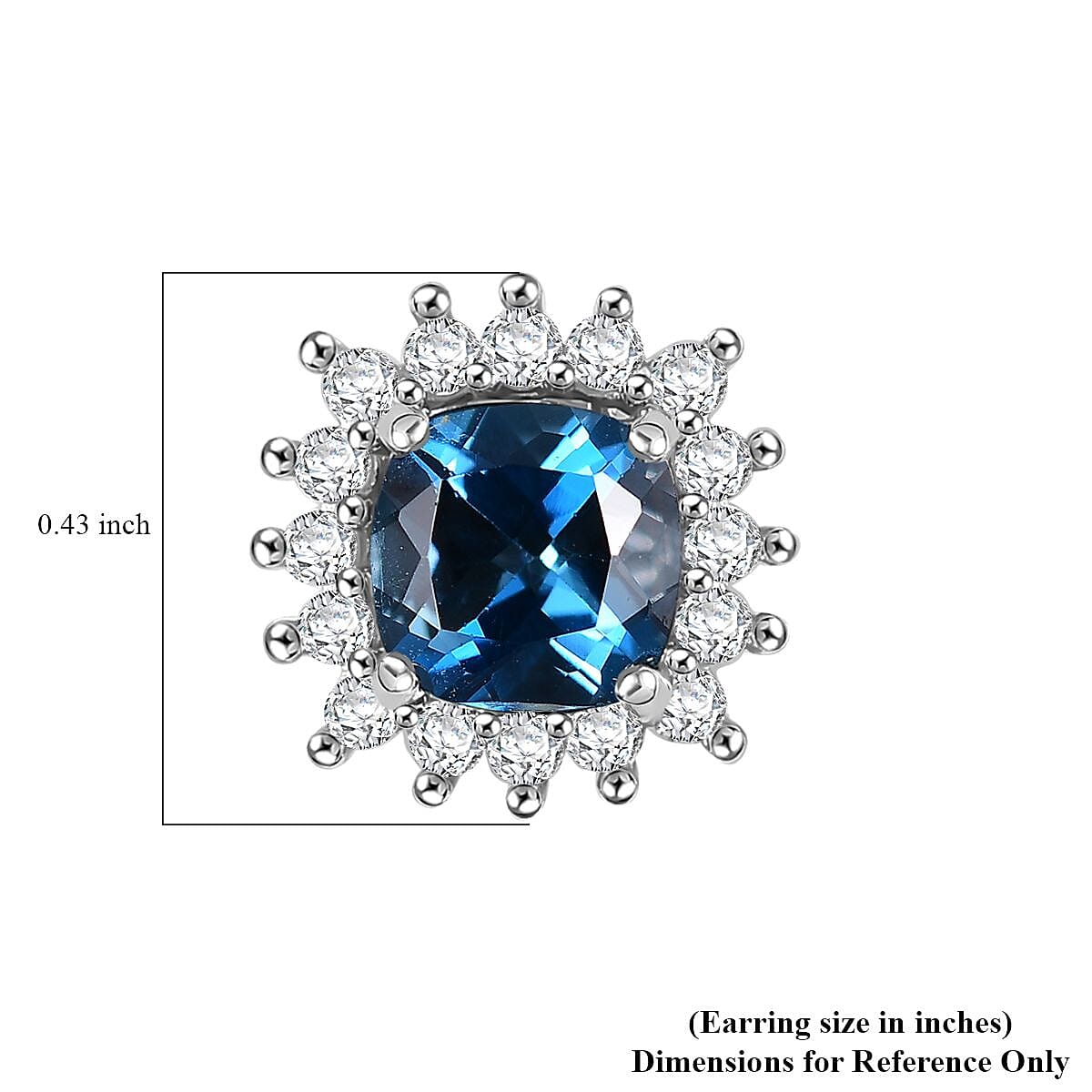 D'Joy Premium London Blue Topaz and White Zircon 2.90 ctw Royal Dew Earrings in Rhodium Over Sterling Silver