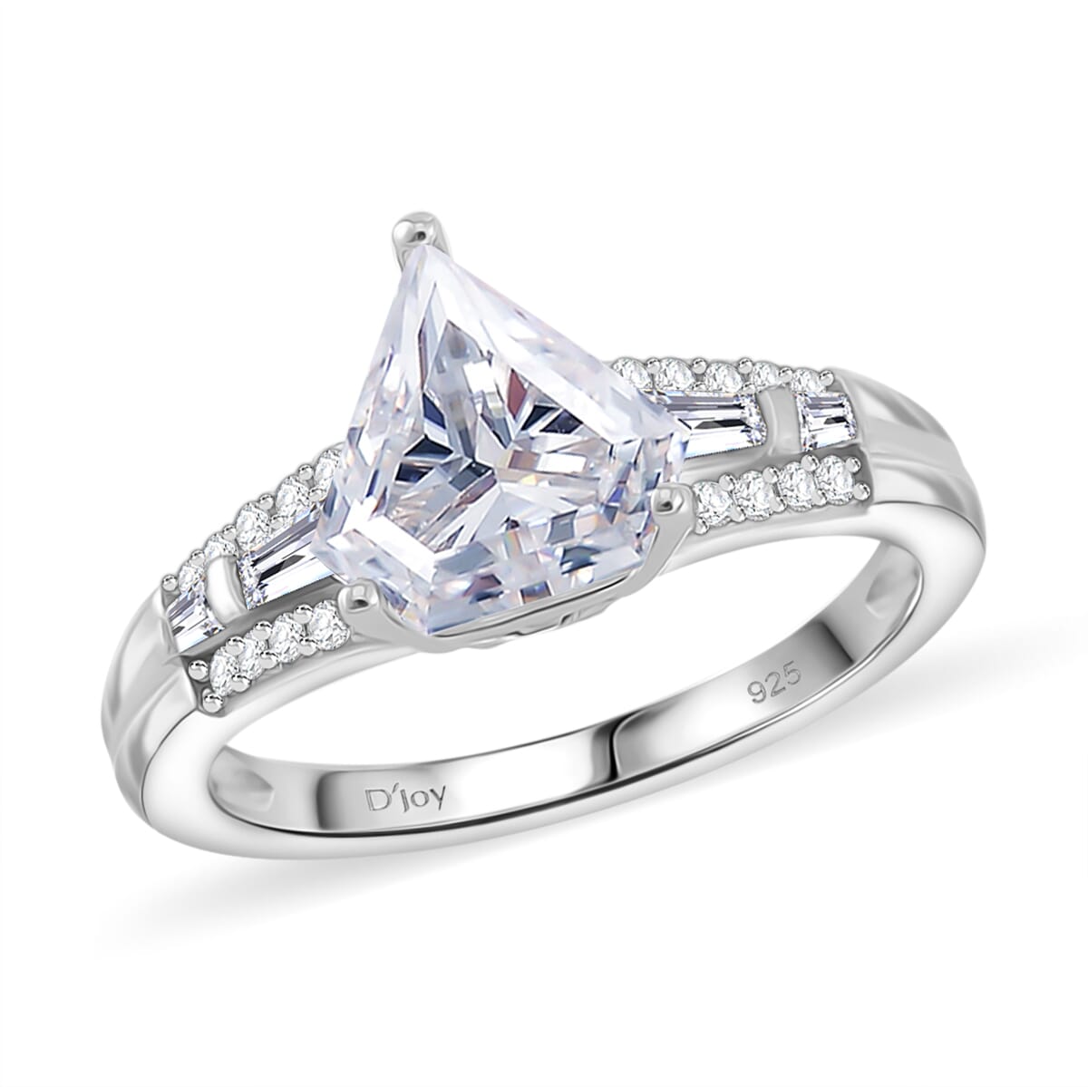 Diamond-Cut Moissanite 1.90 ctw Ring in Rhodium Over Sterling Silver (Size 10.0) (Del.in 5-7 Days) image number 0
