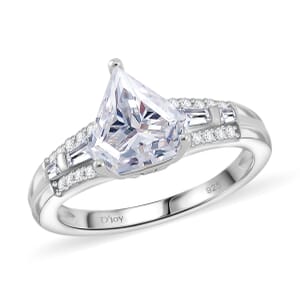 Diamond-Cut Moissanite 1.90 ctw Ring in Rhodium Over Sterling Silver (Size 10.0) (Del.in 5-7 Days)