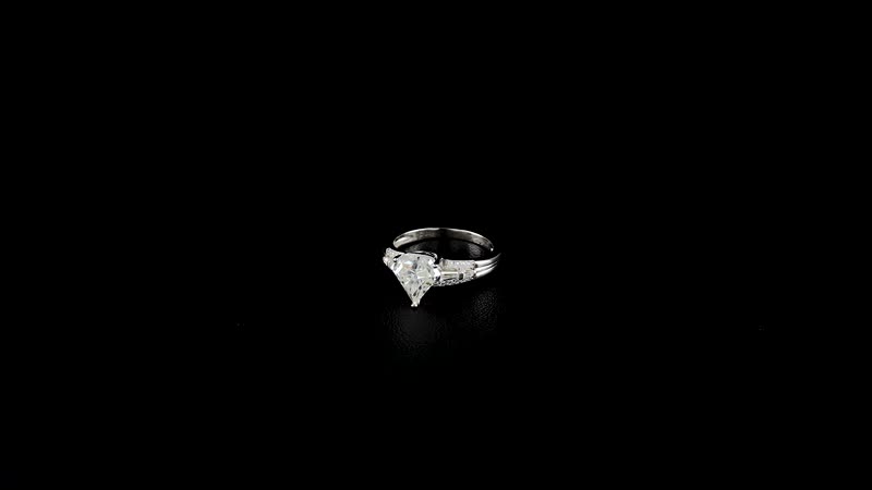 Diamond -Cut Moissanite (Fancy 8 mm) Solitaire Ring in Rhodium Over Sterling Silver (Size 10.0) 1.90 ctw