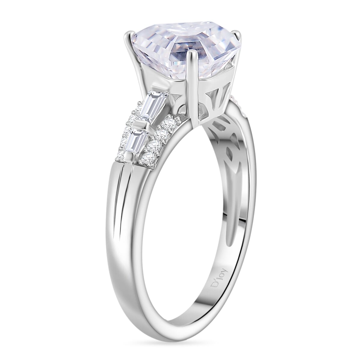 Diamond-Cut Moissanite 1.90 ctw Ring in Rhodium Over Sterling Silver (Size 10.0) (Del.in 5-7 Days) image number 2