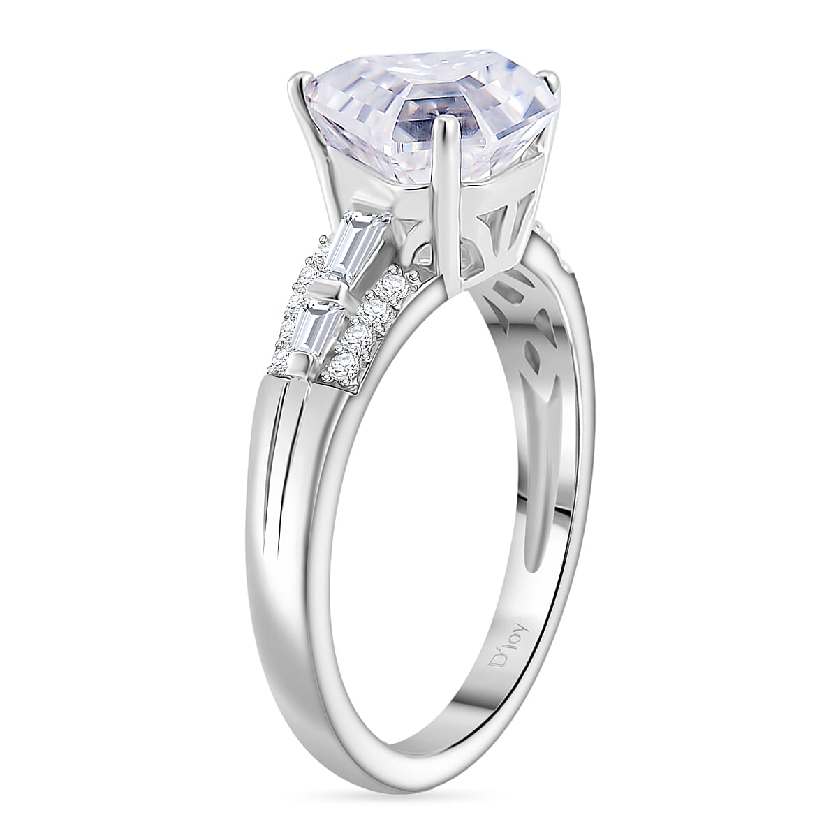 Diamond-Cut Moissanite 1.90 ctw Ring in Rhodium Over Sterling Silver (Size 5.0) (Del.in 5-7 Days)