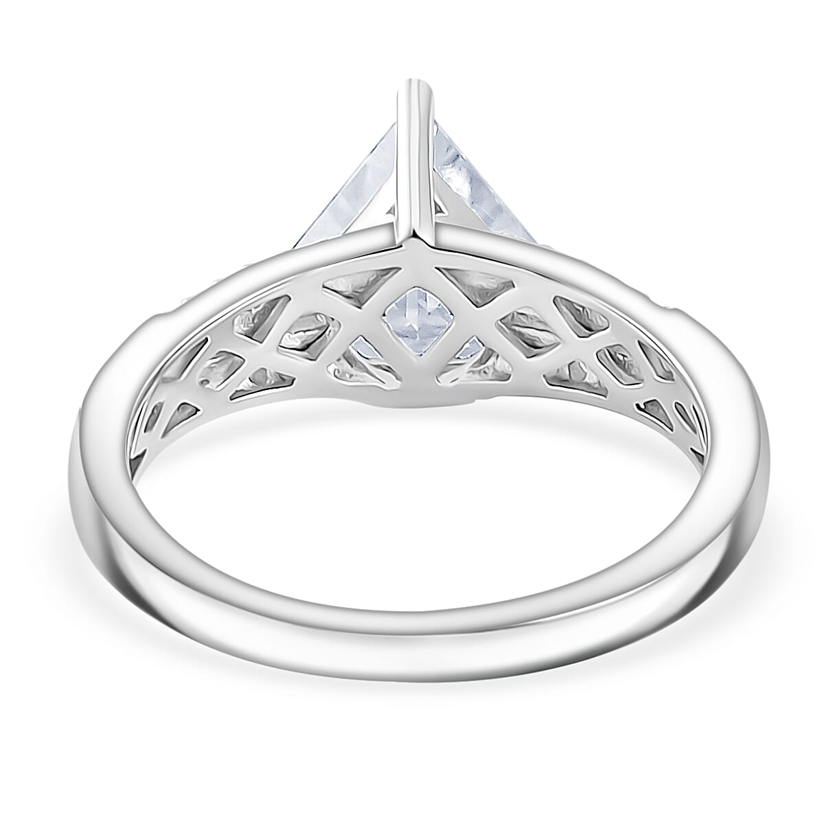 Diamond-Cut Moissanite 1.90 ctw Ring in Rhodium Over Sterling Silver (Size 5.0) (Del.in 5-7 Days)