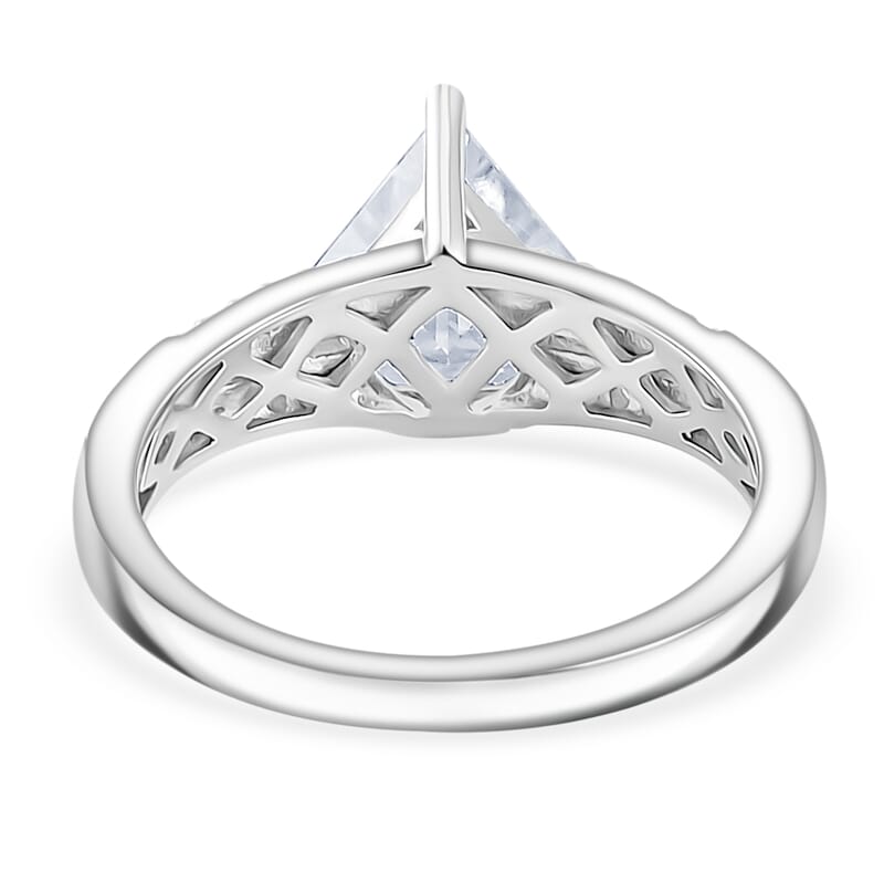 Diamond-Cut Moissanite 1.90 ctw Ring in Rhodium Over Sterling Silver (Size 5.0) (Del.in 5-7 Days)