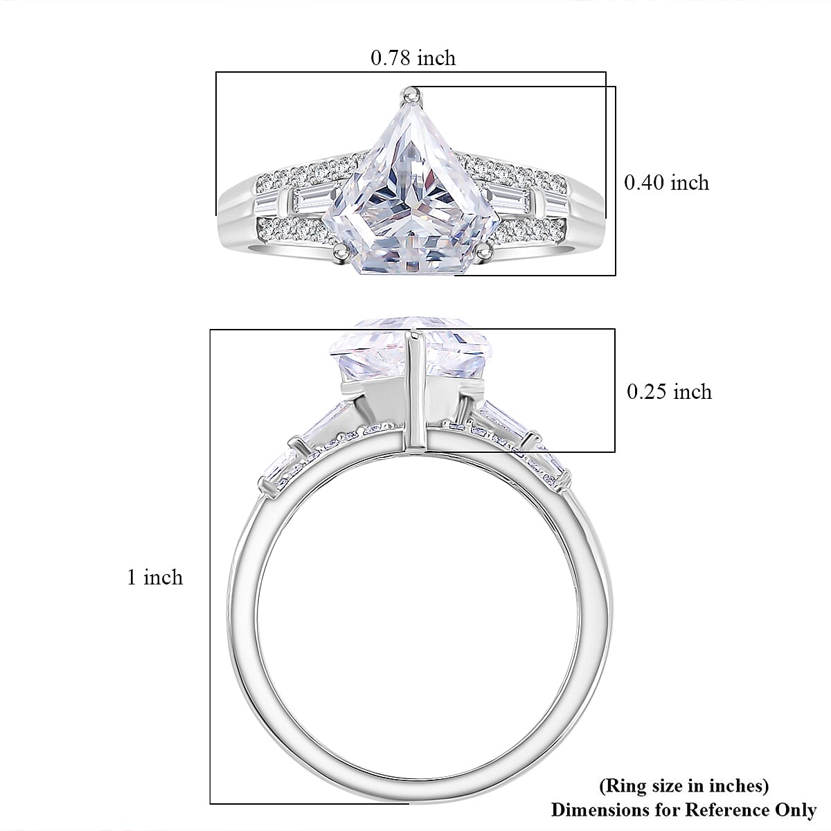 Diamond-Cut Moissanite 1.90 ctw Ring in Rhodium Over Sterling Silver (Size 5.0) (Del.in 5-7 Days)