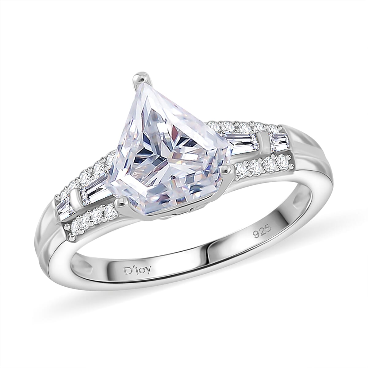 Diamond-Cut Moissanite 1.90 ctw Ring in Rhodium Over Sterling Silver (Size 7.0) (Del.in 5-7 Days) image number 0