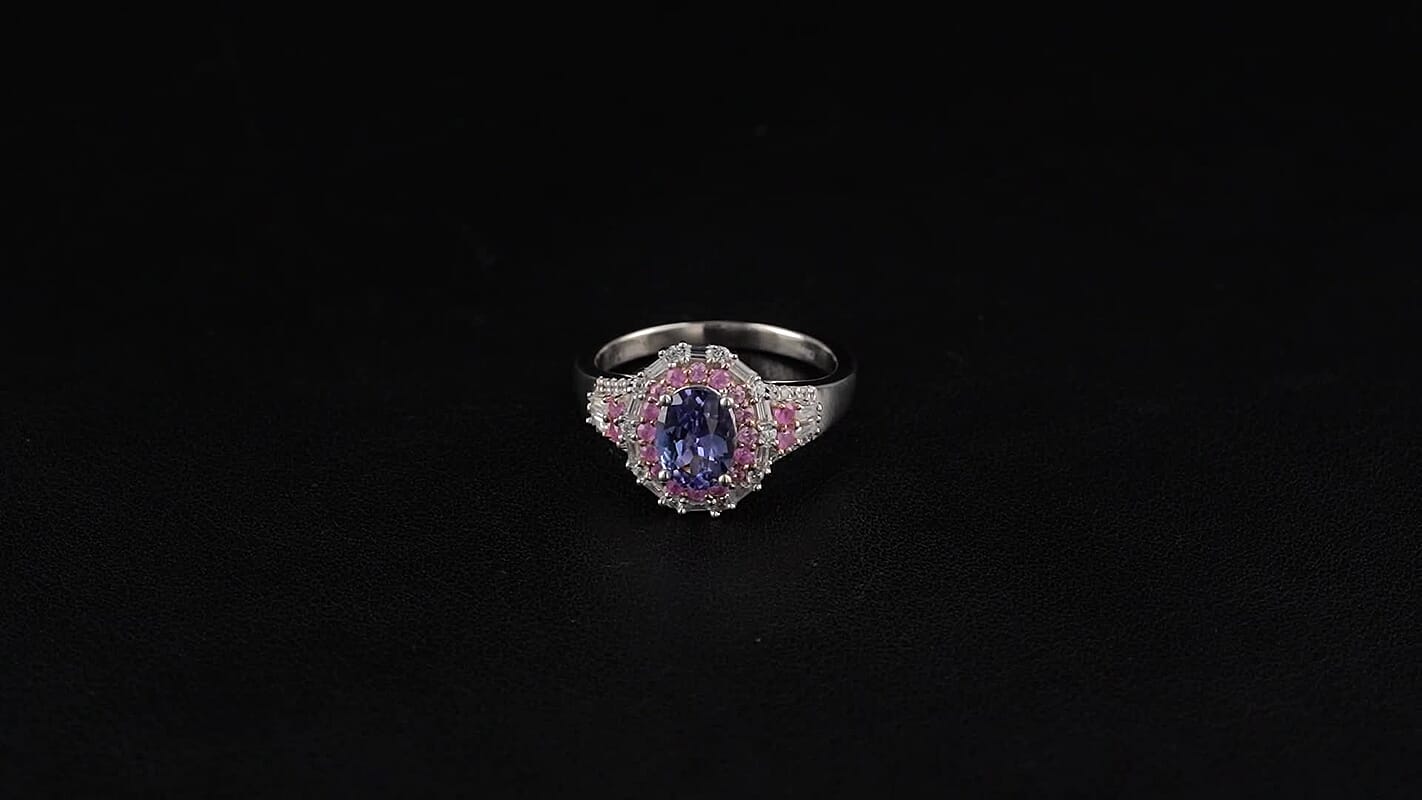 D'Joy Tanzanite, Multi Gemstone Ring in 18K Vermeil RG and Rhodium Over Sterling Silver (Size 6.0) 2.30 ctw....