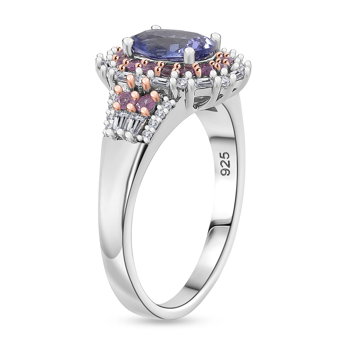 D'Joy Tanzanite, Multi Gemstone Ring in Rhodium Over Sterling Silver (Size 7.0) 2.30 ctw image number 3