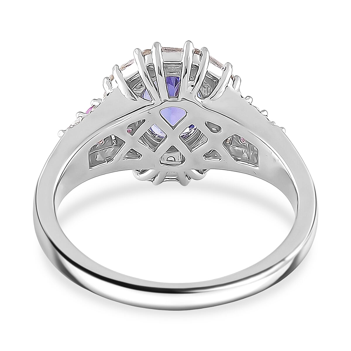 D'Joy Tanzanite, Multi Gemstone Ring in Rhodium Over Sterling Silver (Size 7.0) 2.30 ctw image number 4