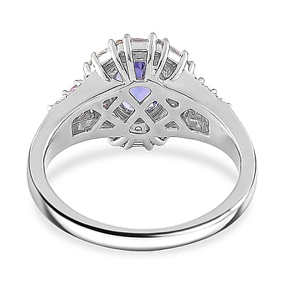 D'Joy Tanzanite and Multi Gemstone 2.30 ctw Rosefire Ring in 18K Vermeil RG and Rhodium Over Sterling Silver (Size 7.0)