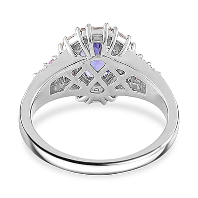 D'Joy Tanzanite and Multi Gemstone 2.30 ctw Rosefire Ring in 18K Vermeil RG and Rhodium Over Sterling Silver (Size 8.0)