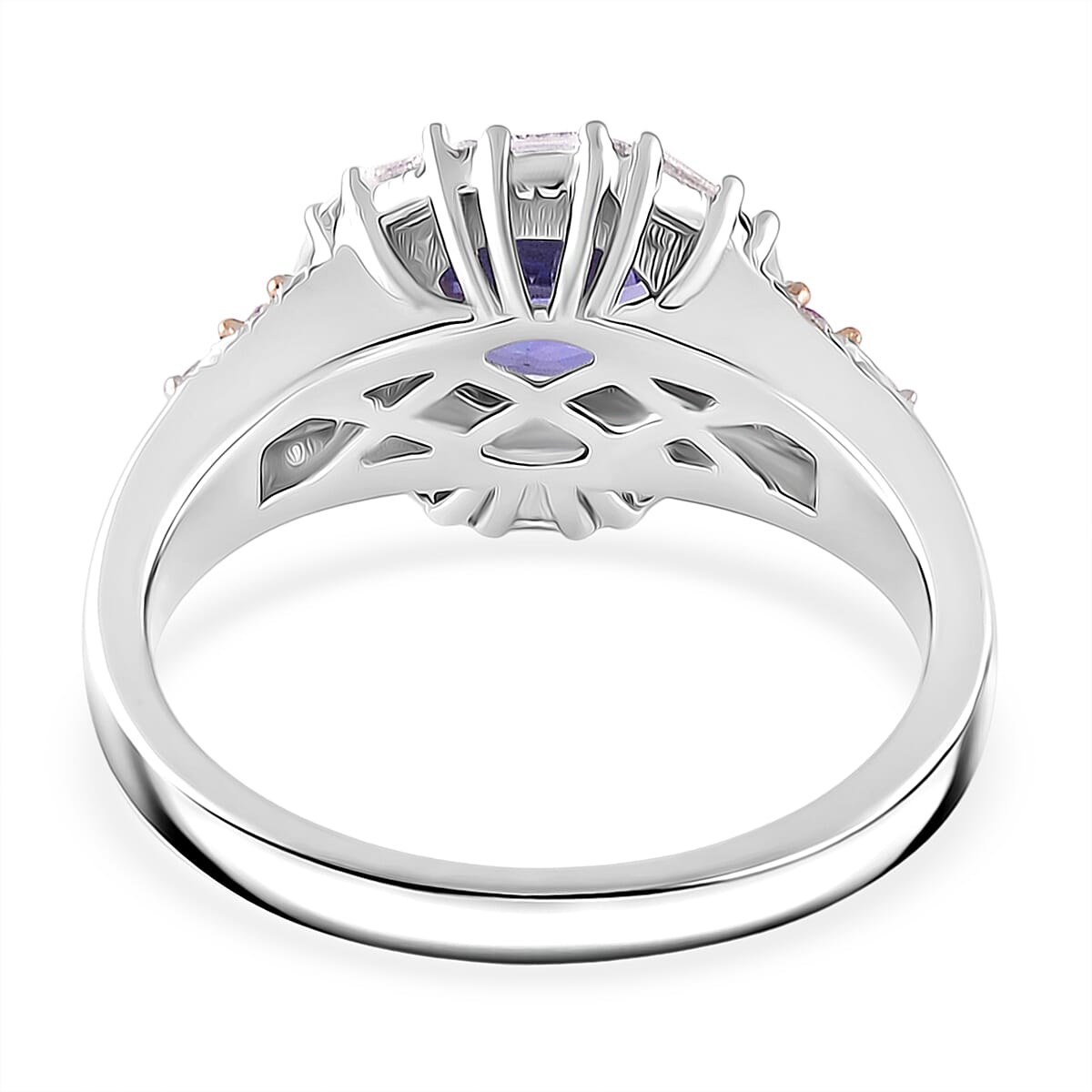 D'Joy Tanzanite and Multi Gemstone 2.40 ctw Rosefire Ring in 18K Vermeil RG and Rhodium Over Sterling Silver (Size 6.0) image number 4