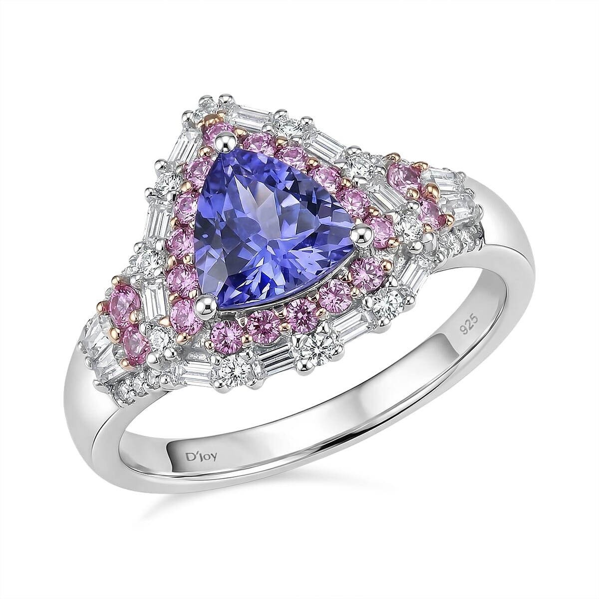 D'Joy Tanzanite, Multi Gemstone Ring in 18K Vermeil RG and Rhodium Over Sterling Silver (Size 6.0) 2.30 ctw....