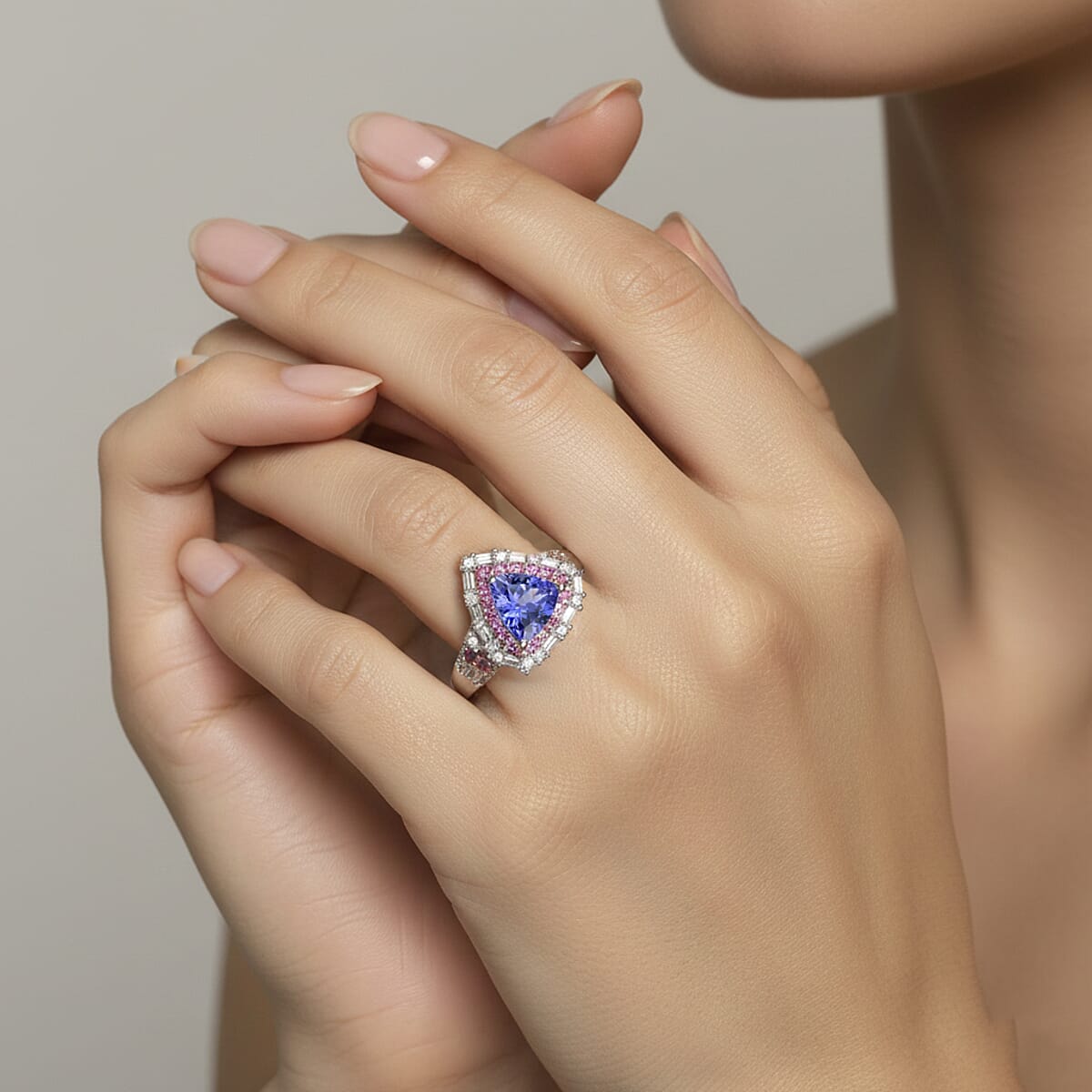 D'Joy Tanzanite and Multi Gemstone 2.20 ctw Rosefire Ring in 18K Vermeil RG and Rhodium Over Sterling Silver (Size 6.0) image number 2
