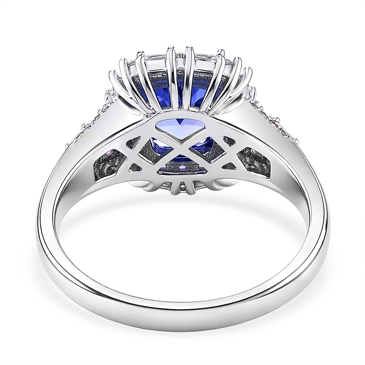 D'Joy Tanzanite and Multi Gemstone 2.40 ctw Ring in 18K Vermeil RG and Rhodium Over Sterling Silver (Size 7.0) image number 4