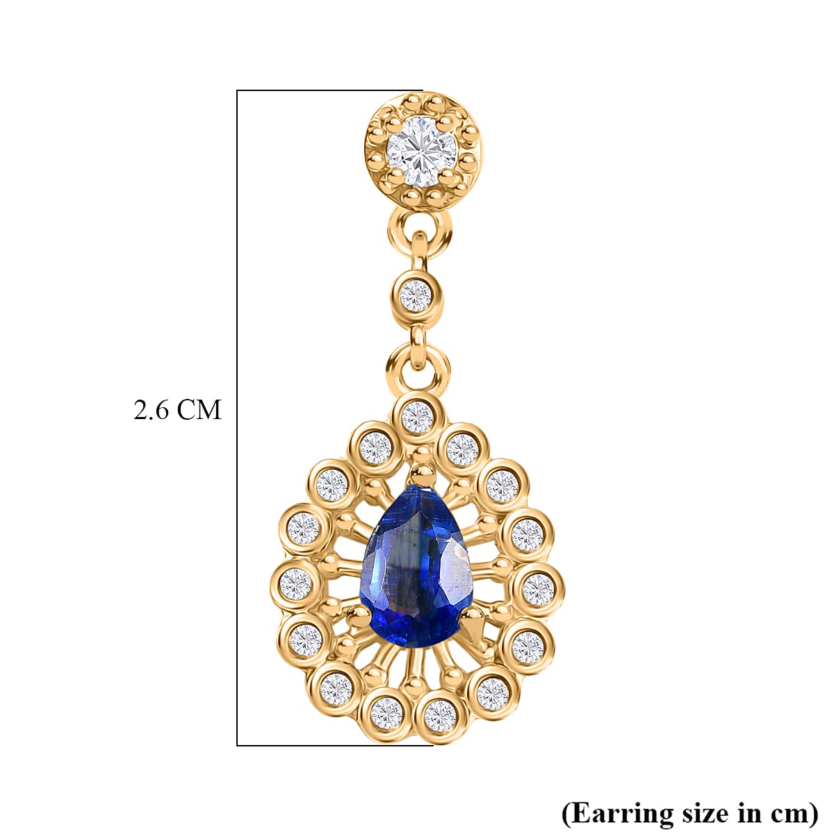 D'Joy Kashmir Kyanite and White Zircon 1.50 ctw Dangling Earrings in 18K Vermeil YG Over Sterling Silver