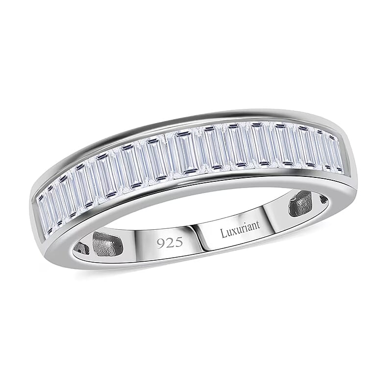 Luxuriant Lab Grown Diamond G-H SI 1.00 ctw Half Eternity Ring in Rhodium Over Sterling Silver (Size 10.0)