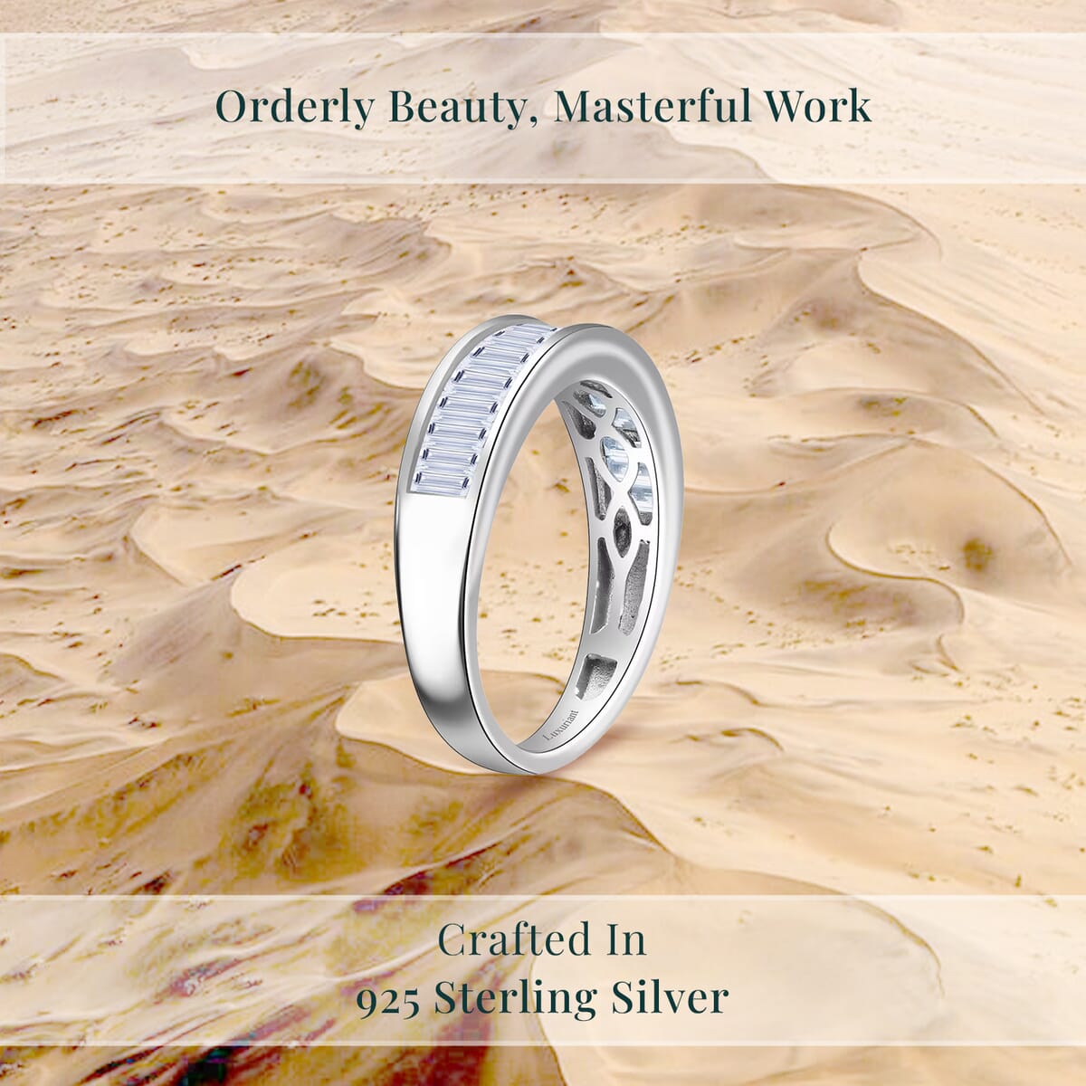 Luxuriant Lab Grown Diamond G-H SI 1.00 ctw Half Eternity Ring in Rhodium Over Sterling Silver (Size 10.0) image number 2
