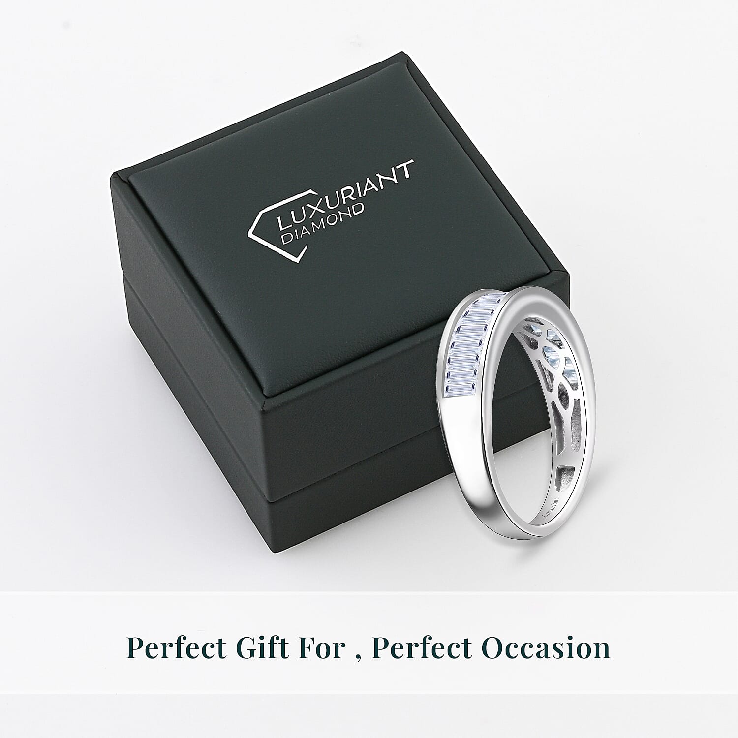 Luxuriant Lab Grown Diamond G-H SI 1.00 ctw Half Eternity Ring in Rhodium Over Sterling Silver (Size 10.0)
