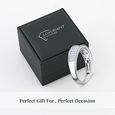 Luxuriant Lab Grown Diamond G-H SI 1.00 ctw Half Eternity Ring in Rhodium Over Sterling Silver (Size 10.0)