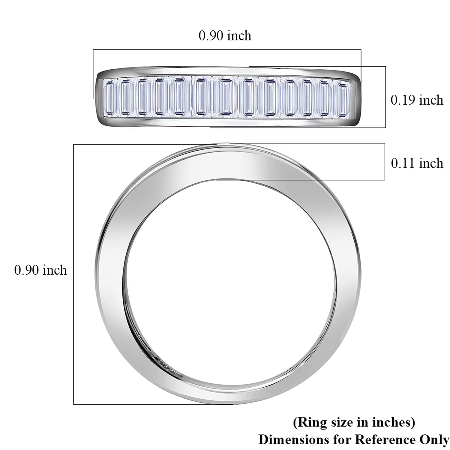 Luxuriant Lab Grown Diamond G-H SI 1.00 ctw Half Eternity Ring in Rhodium Over Sterling Silver (Size 10.0)