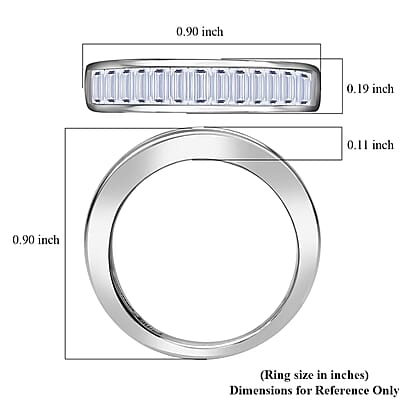 Luxuriant Lab Grown Diamond G-H SI 1.00 ctw Half Eternity Ring in Rhodium Over Sterling Silver (Size 10.0)
