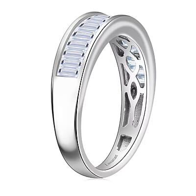 Luxuriant Lab Grown Diamond G-H SI 1.00 ctw Half Eternity Ring in Rhodium Over Sterling Silver (Size 10.0)