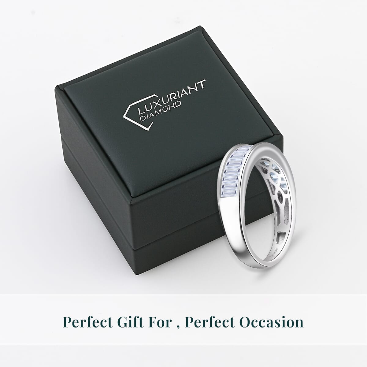 Luxuriant Lab Grown Diamond G-H SI 1.00 ctw Half Eternity Ring in Rhodium Over Sterling Silver (Size 6.0) image number 6