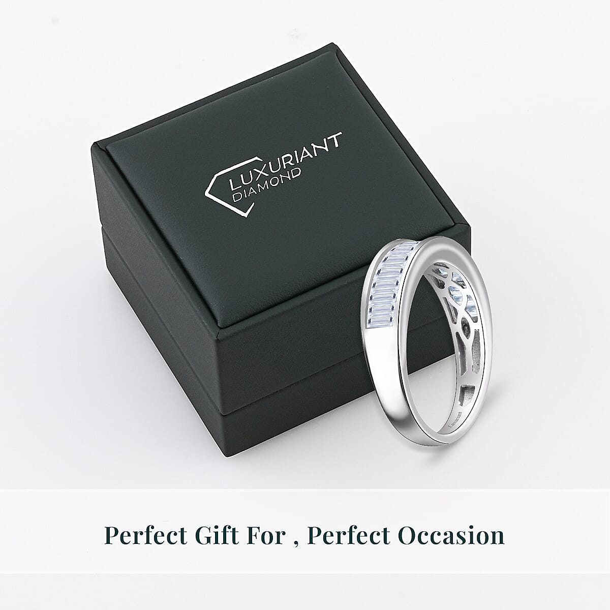 Luxuriant Lab Grown Diamond G-H SI 1.00 ctw Half Eternity Ring in Rhodium Over Sterling Silver (Size 7.0) image number 6