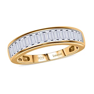 Luxuriant Lab Grown Diamond G-H SI 1.00 ctw Half Eternity Ring in 18K Vermeil Yellow Gold Over Sterling Silver (Size 6.0)
