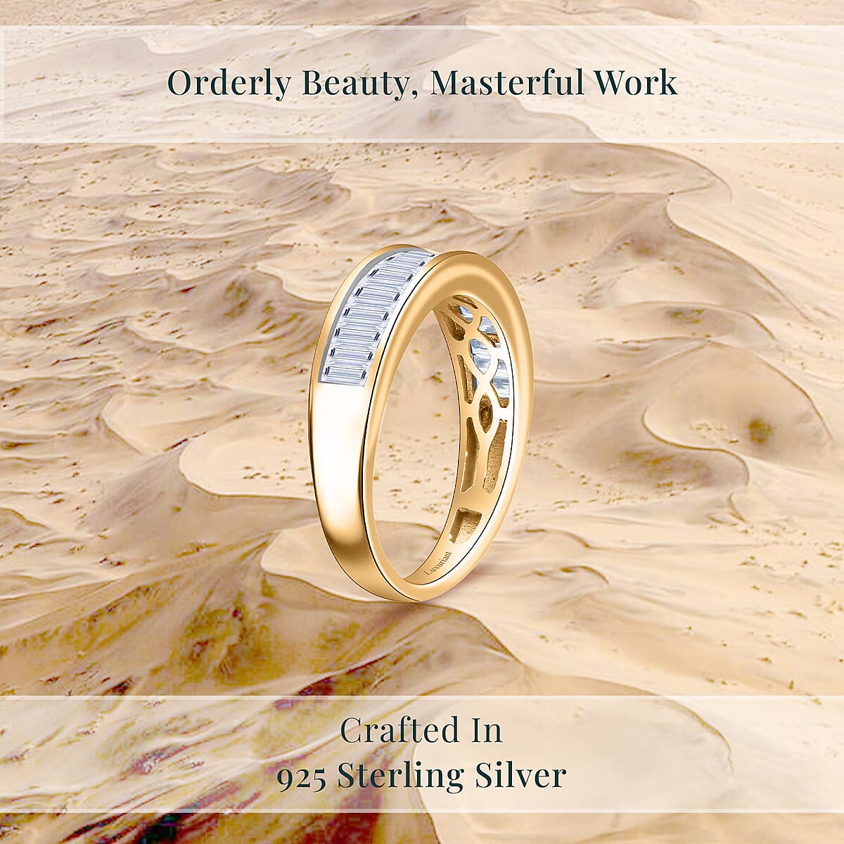 Luxuriant Lab Grown Diamond G-H SI 1.00 ctw Half Eternity Ring in 18K Vermeil Yellow Gold Over Sterling Silver (Size 6.0) image number 2