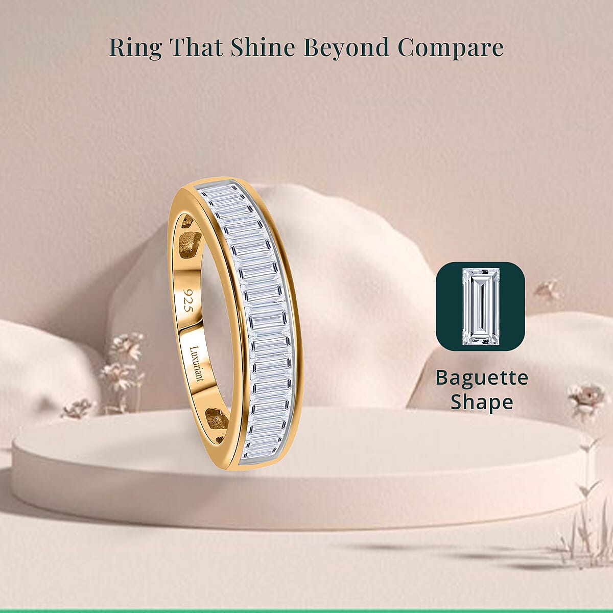 Luxuriant Lab Grown Diamond G-H SI 1.00 ctw Half Eternity Ring in 18K Vermeil Yellow Gold Over Sterling Silver (Size 6.0) image number 5