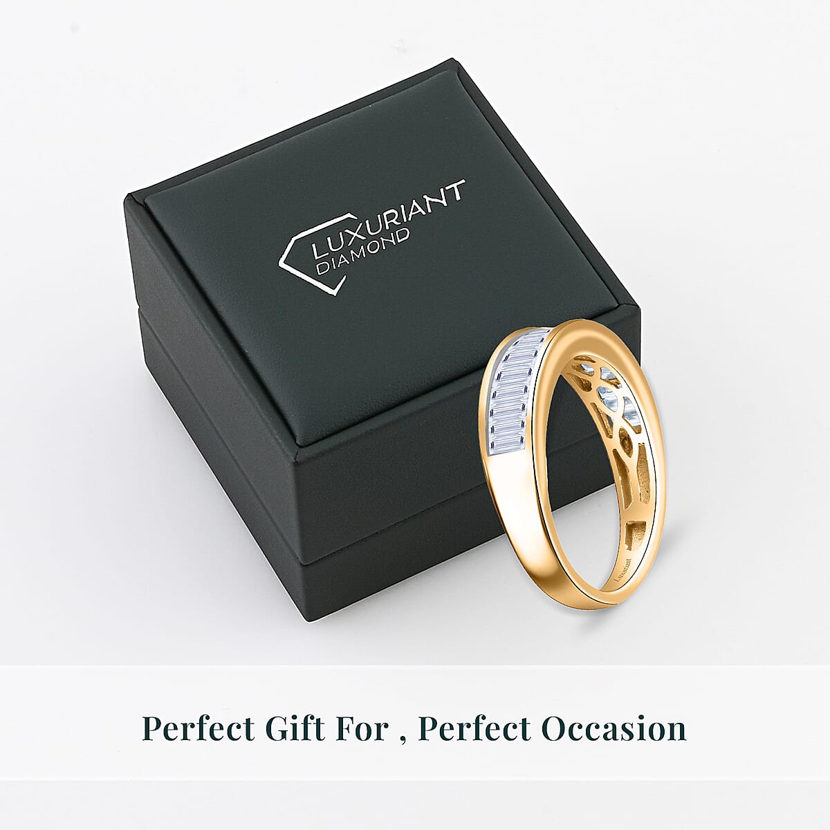 Luxuriant Lab Grown Diamond G-H SI 1.00 ctw Half Eternity Ring in 18K Vermeil Yellow Gold Over Sterling Silver (Size 6.0) image number 6