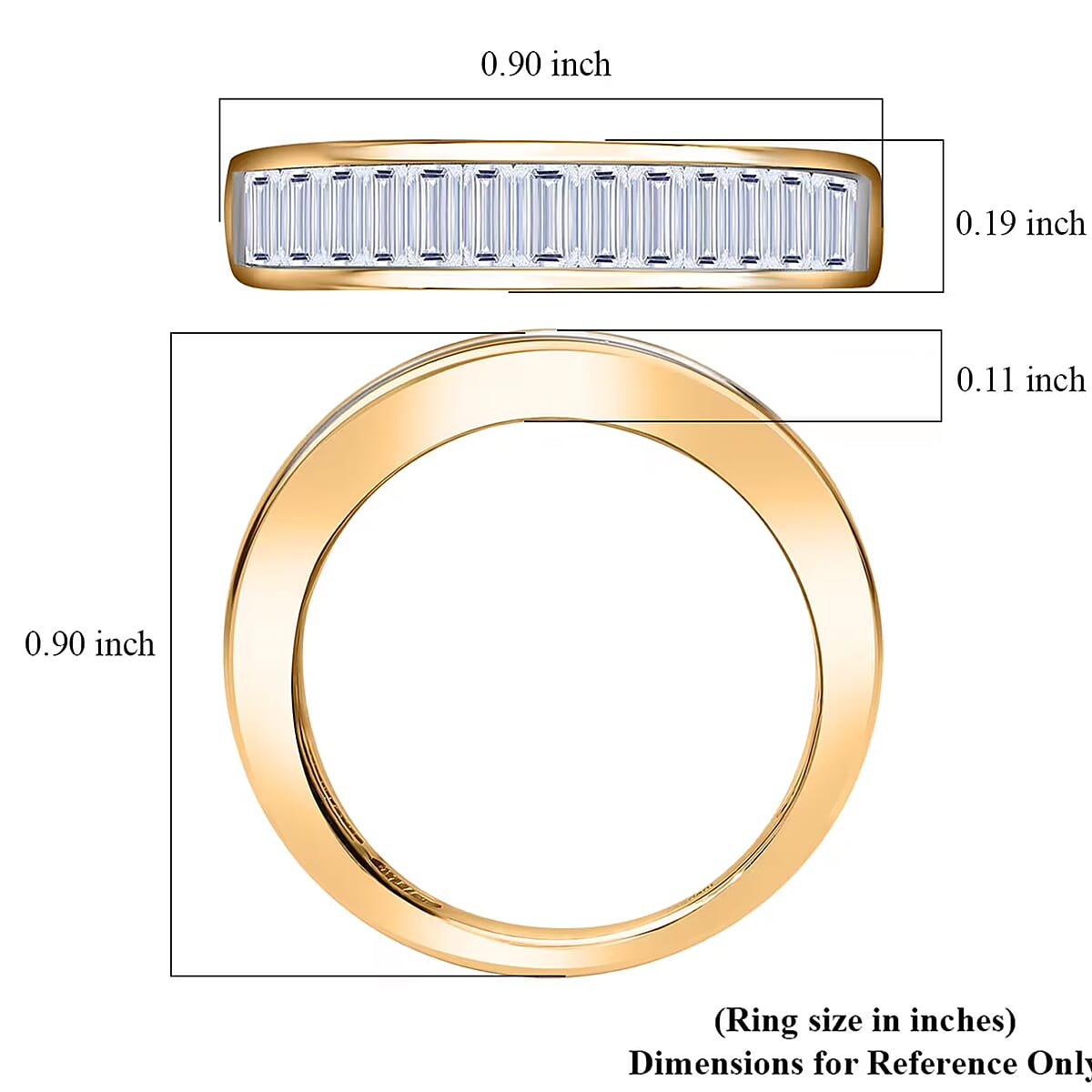 Luxuriant Lab Grown Diamond G-H SI 1.00 ctw Half Eternity Ring in 18K Vermeil Yellow Gold Over Sterling Silver (Size 6.0) image number 7