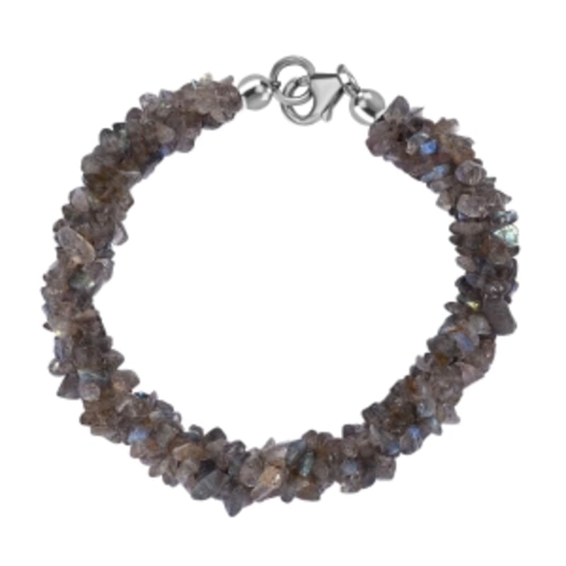 Labradorite 120.00 ctw Bracelet in Rhodium Over Sterling Silver (7.50 In)