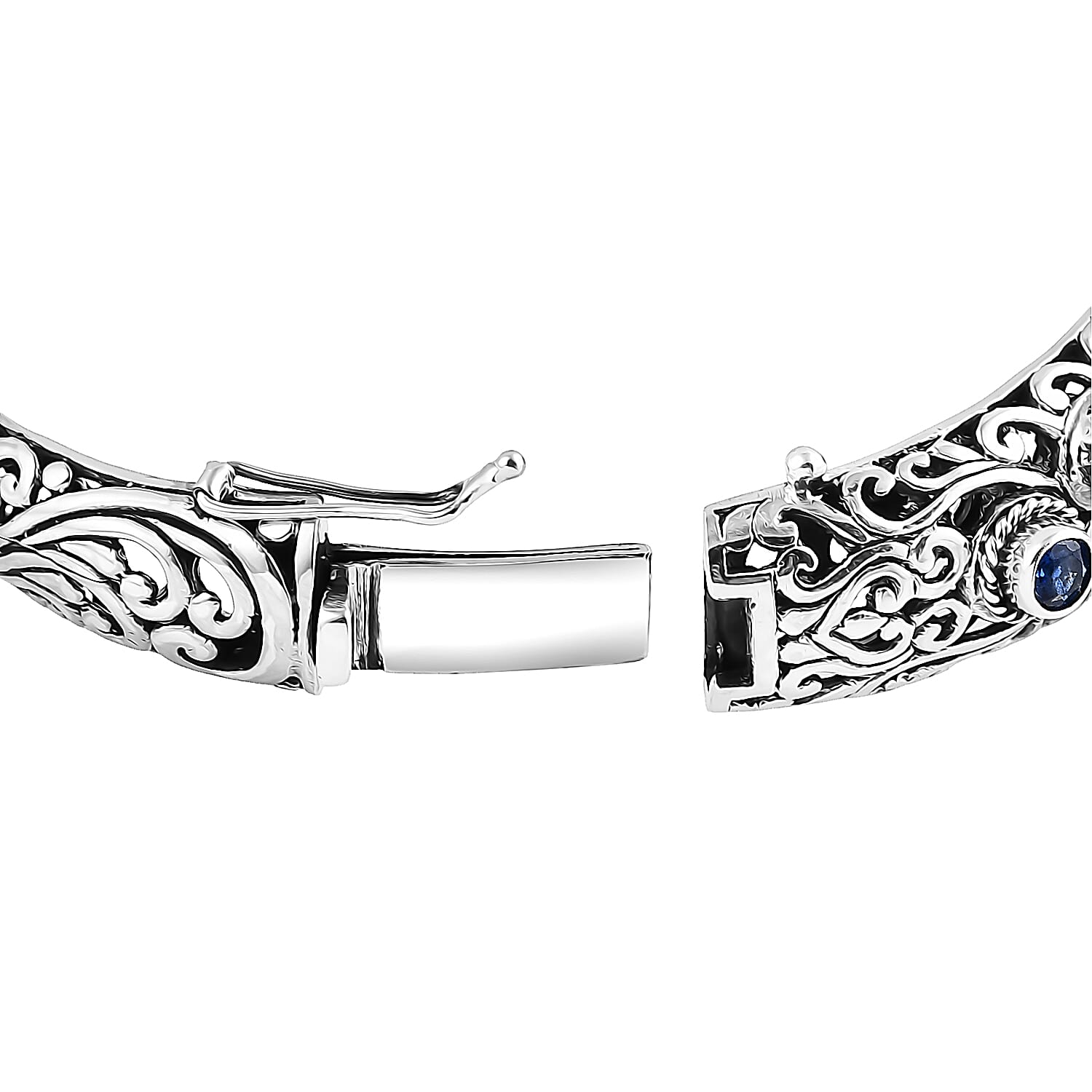 Bali Legacy Niassa Ruby (FF) and Multi Gemstone 10.25 ctw Bangle Bracelet in Sterling Silver (7.25 In)