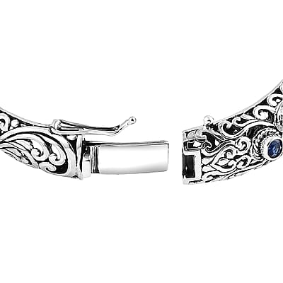 Bali Legacy Niassa Ruby (FF) and Multi Gemstone 10.25 ctw Bangle Bracelet in Sterling Silver (7.25 In)